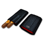 Load image into Gallery viewer, NEW! Three Finger Black Crocodile Cigar Case
