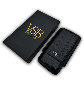 NEW! Three Finger Black Crocodile Cigar Case