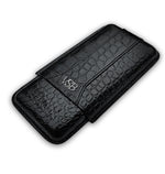 Load image into Gallery viewer, NEW! Three Finger Black Crocodile Cigar Case
