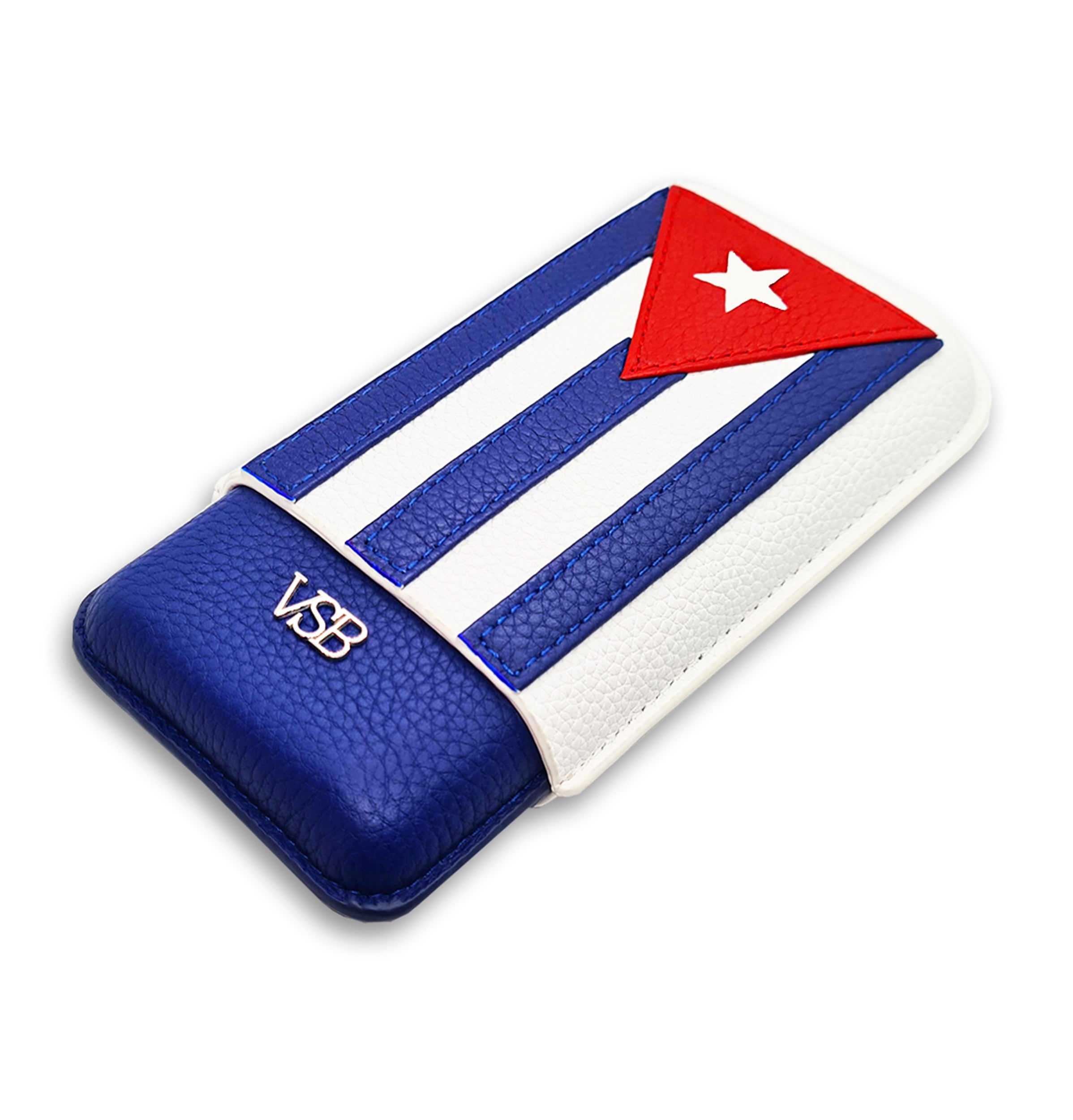 Three Finger Cuban Flag Leather Cigar Pouch - VSB London