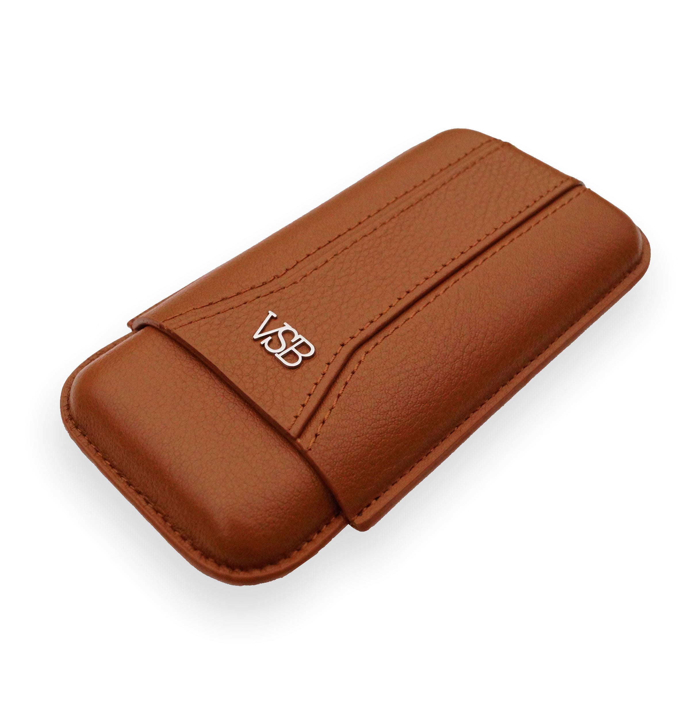 Three Finger Brown Leather Cigar Pouch - VSB London