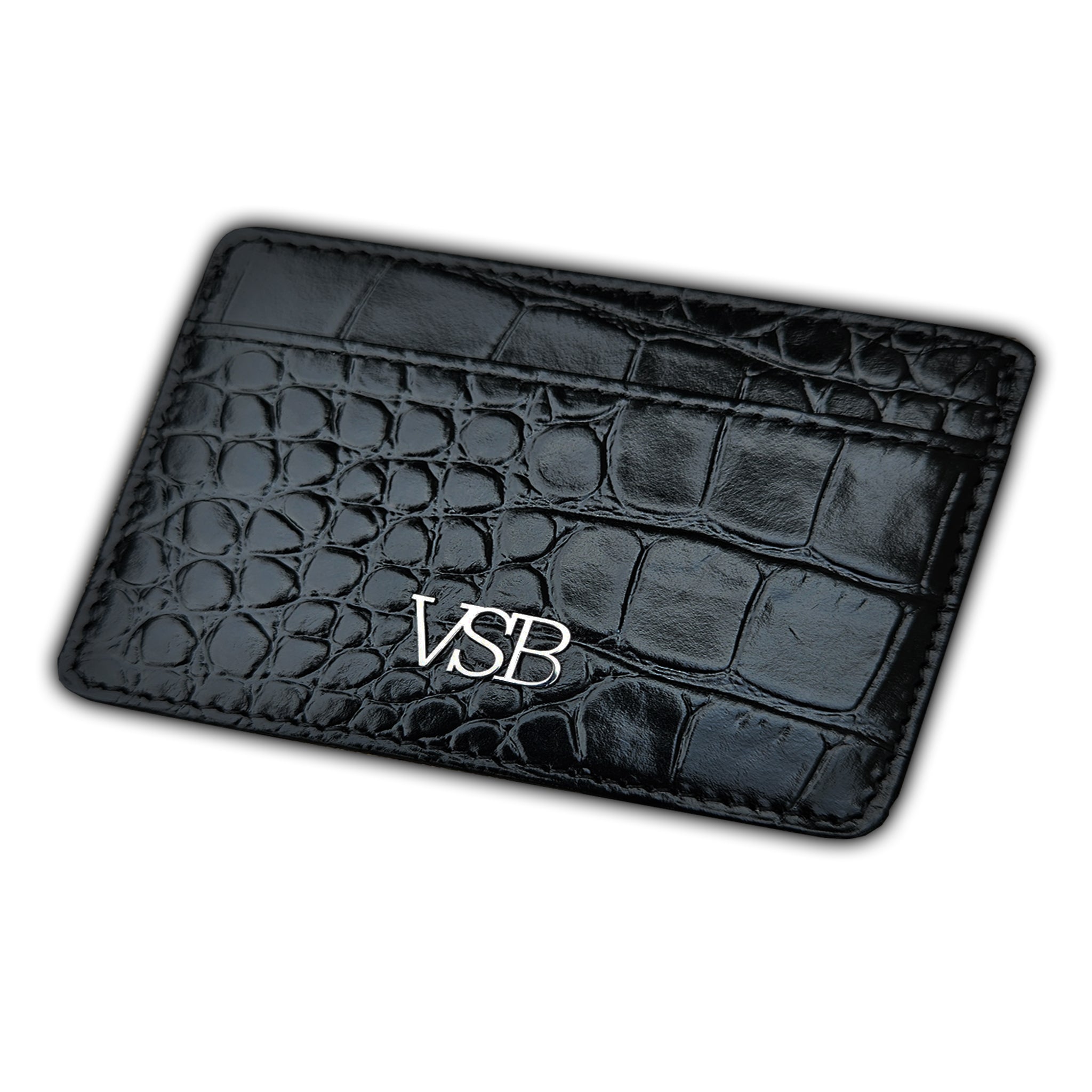 Crocodile Skin Black Card Holder