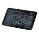 Load image into Gallery viewer, Crocodile Skin Black Card Holder
