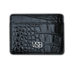 Load image into Gallery viewer, Crocodile Skin Black Card Holder
