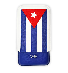 Three Finger Cuban Flag Leather Cigar Pouch - VSB London