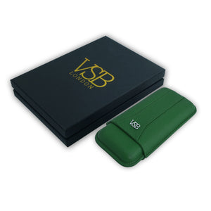 British racing Green leather cigar case by VSB London