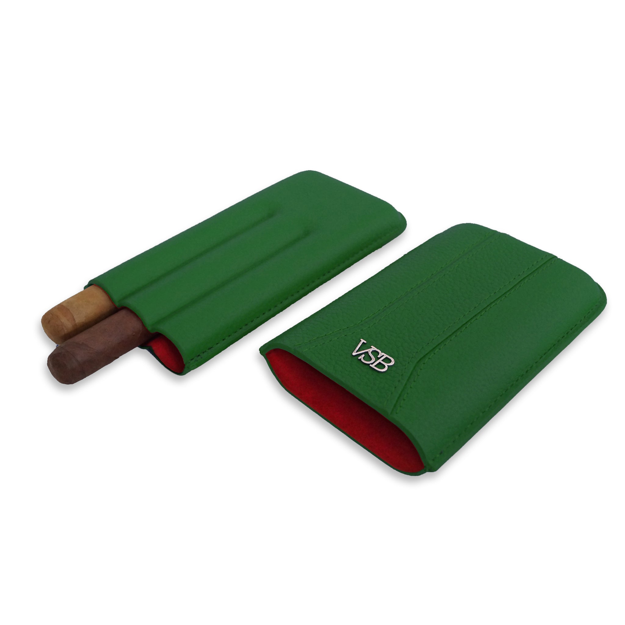 British racing Green leather cigar case by VSB London